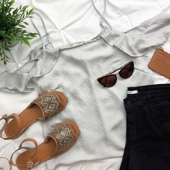 Rebels Tan Camel Leather Beaded Wrap Sandal - Picture 6 of 7